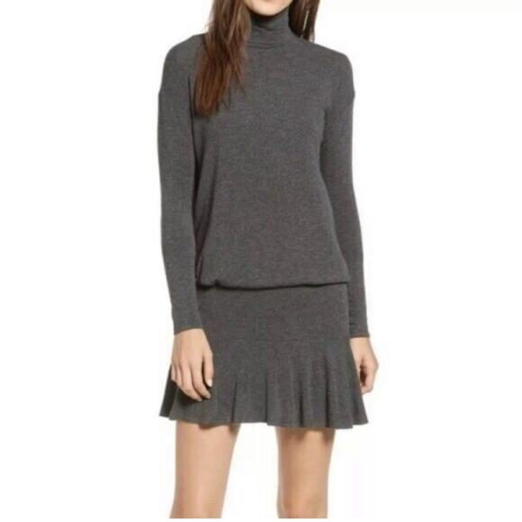 Bailey 44 Anastasia Gray Wool Blend Turtleneck Long Sleeve Sweater Dress Small - Picture 1 of 14